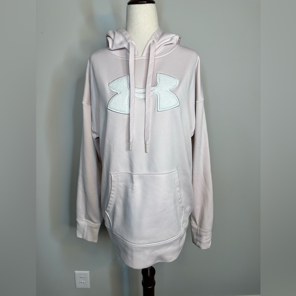 Sz M Under Armour light rose pink white loose coldgear hoodie